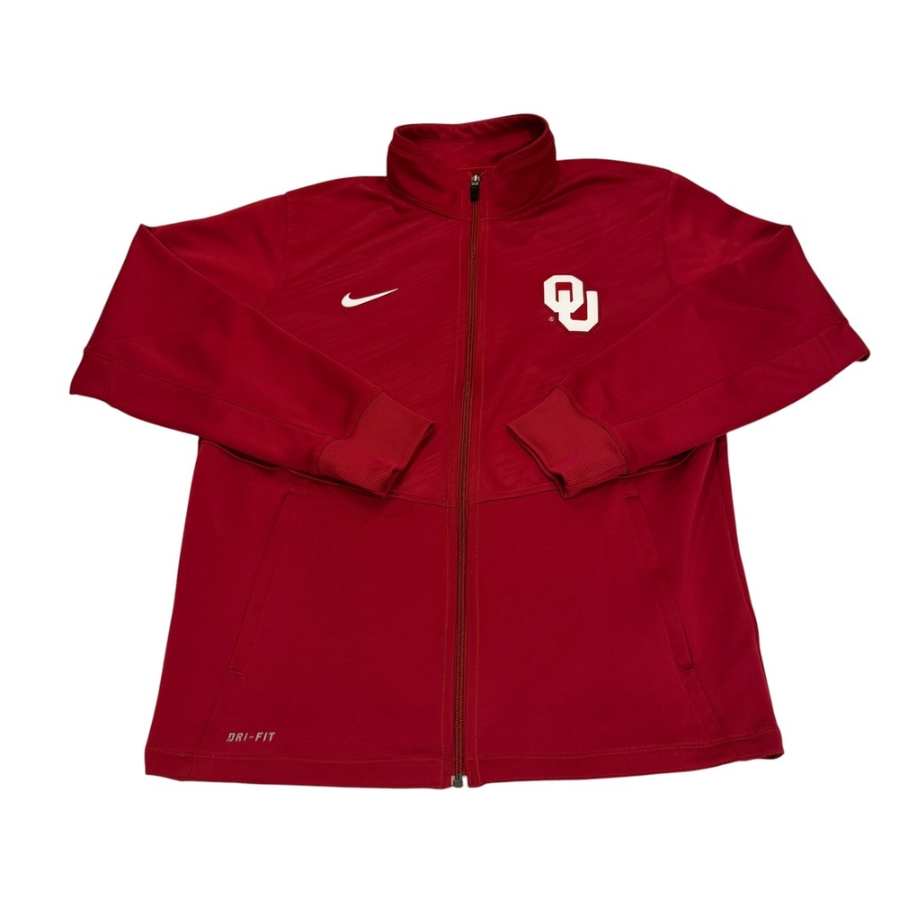 Nike Oklahoma Sooners Dri-Fit Full Zip Track Jacket Crimson Red Mens Medium